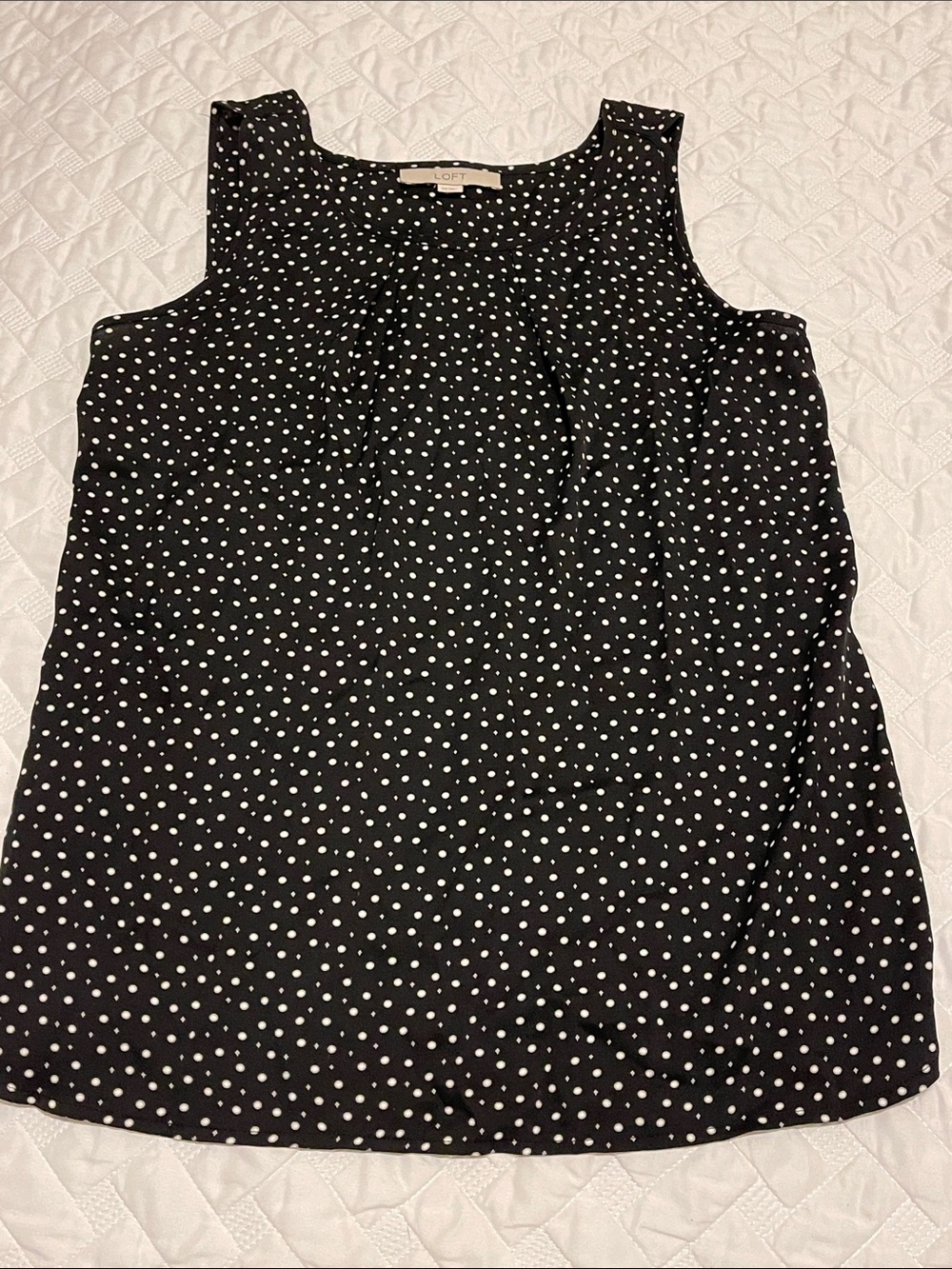 LOFT Black and White Polka Dot Sleeveless Camisole